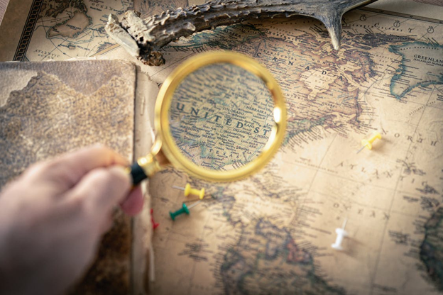 Magnifying Glass looking at map